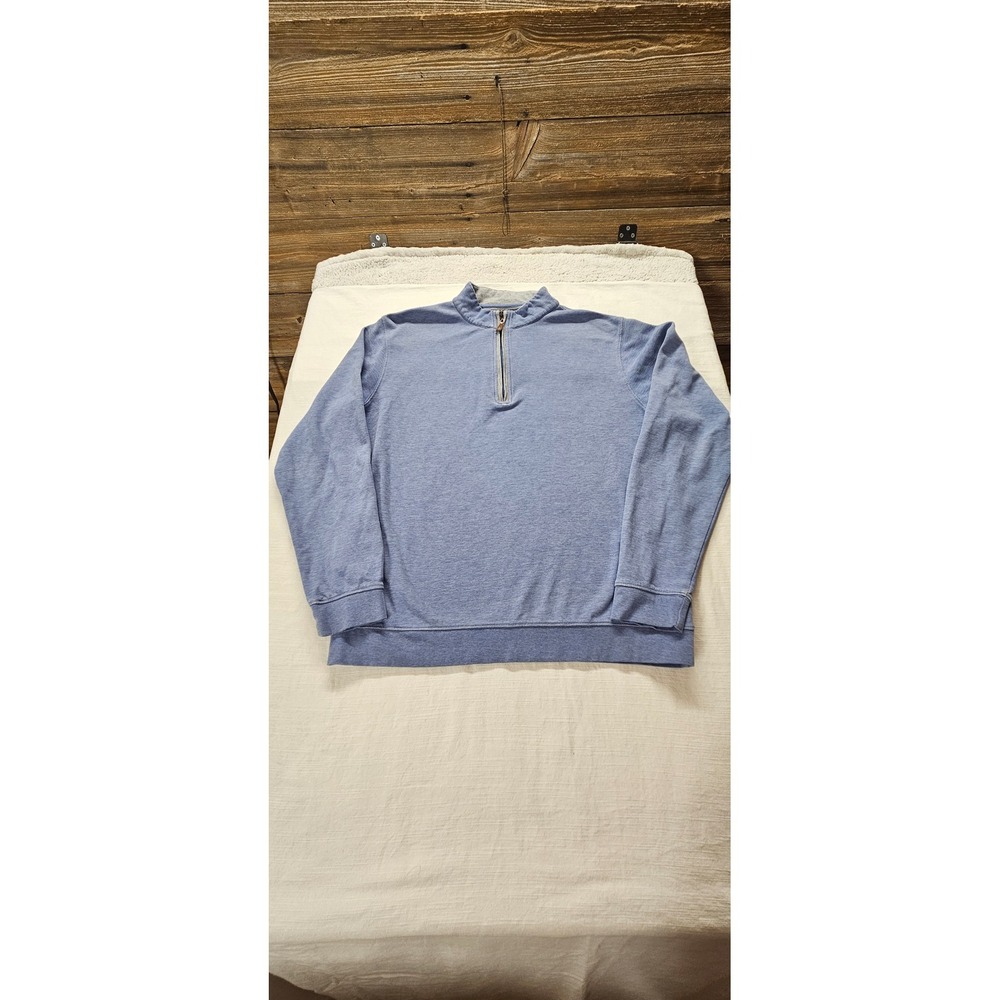 Johnnie-O Mens Large Light Blue Heathered Quarter Zip Pullover Sweater Golf